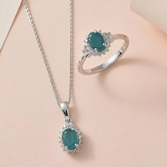 NWT Rare Grandidierite halo ring and Pendant set Size 5 - Picture 4 of 4